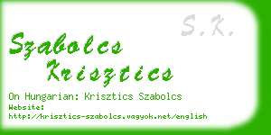 szabolcs krisztics business card